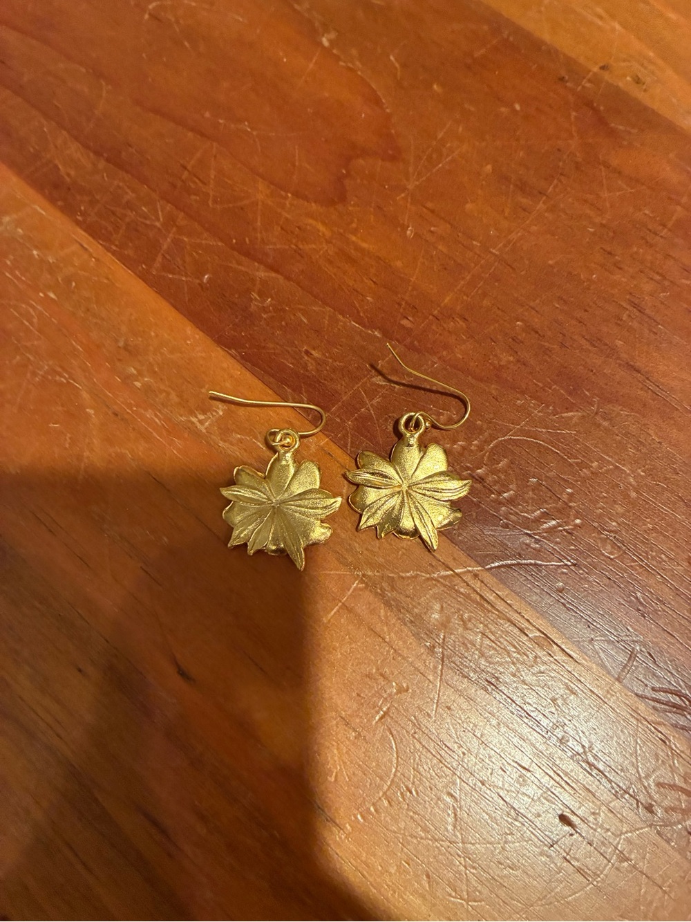 Gold Leaf Charm Drop Earrings for Women